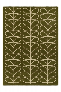Vlněný koberec Orla Kiely Linear Stem Olive – moderní květinový vzor